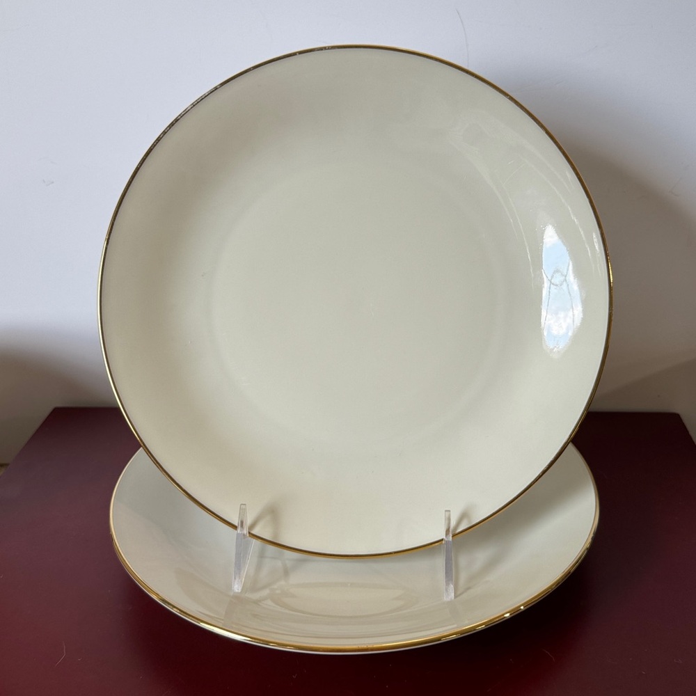 Antique Seltman Weider (Set of 2) Cream Plate with Gold Accent 9.5”